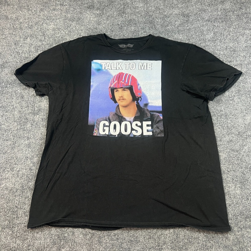 Top Gun T Shirt Womens Extra Large Black Talk To Me Goose Graphic Print Cotton
